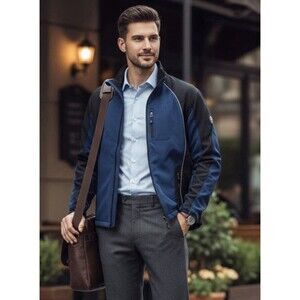 Dutch Harbor Gear All Weather Blue and Black Zip-Up Jacket Men's XL